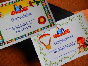 Sports Day certificates